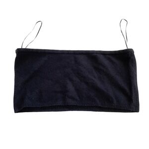 Black Knit Strapless Tube Top Cropped‎ Sleeveless Basic Layering Top XL New